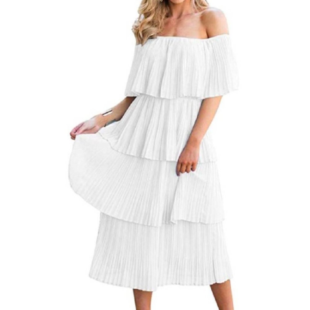 Off the Shoulder Tiered Ruffle Dress